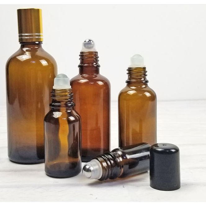 READY STOCK!!! 5-100ML AMBER GLASS BOTTLE WITH ROLL-O