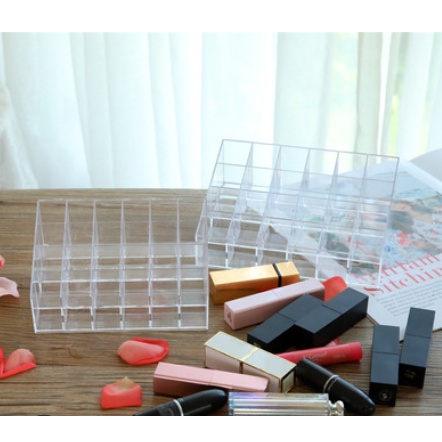 24 grid lipstick display stand small nail polish lipstick stand transparent cosmetic desktop storage box sample stand