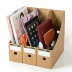 S1044 Kraft Paper Cardboard Magazine File Holders Documents Box Organizer Rack