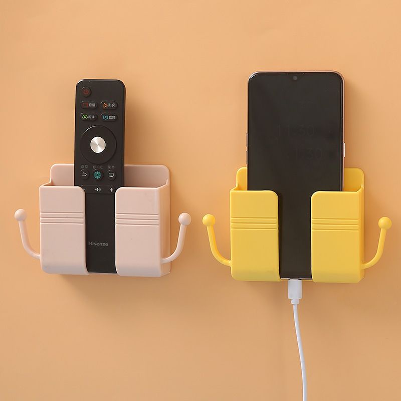 Wall Charger Storage Box Phone Holder Remote Control Mount Organizer Cellphone Hanging Stand Charging Hook Phone