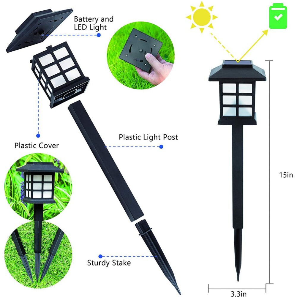 Solar LED Lampu Halaman Light Outdoor Garden Lantern Solar Powered Led Light Outdoor Plug Yard Lawn Lamp - Image 6