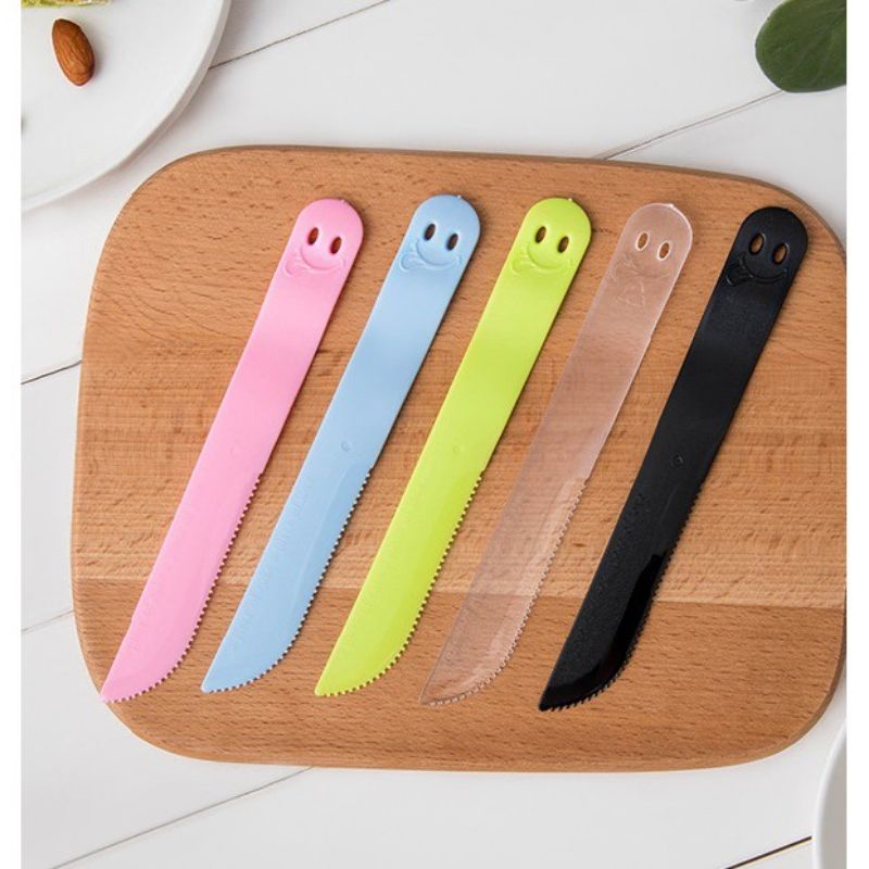 W1a cake cutter smiley face knife independent packaging disposable plastic straight knife