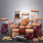 M8018 Ready stock Glass Jar Food Storage Bamboo Jar Lid Air Tight Jar Pot Kitchen Jar Container
