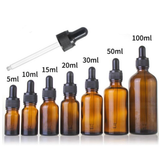 [Ready Stock Malaysia] Thick Amber Glass Dropper Bottle for DIY Liquid Essential Oil  5ml, 10ml, 20ml, 30ml, 50ml