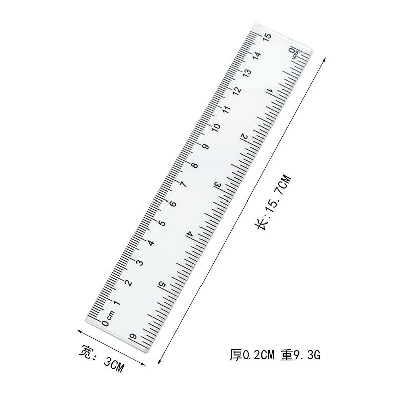 S1016 15cm / 20cm / 30cm Plastic Student Straight Ruler
