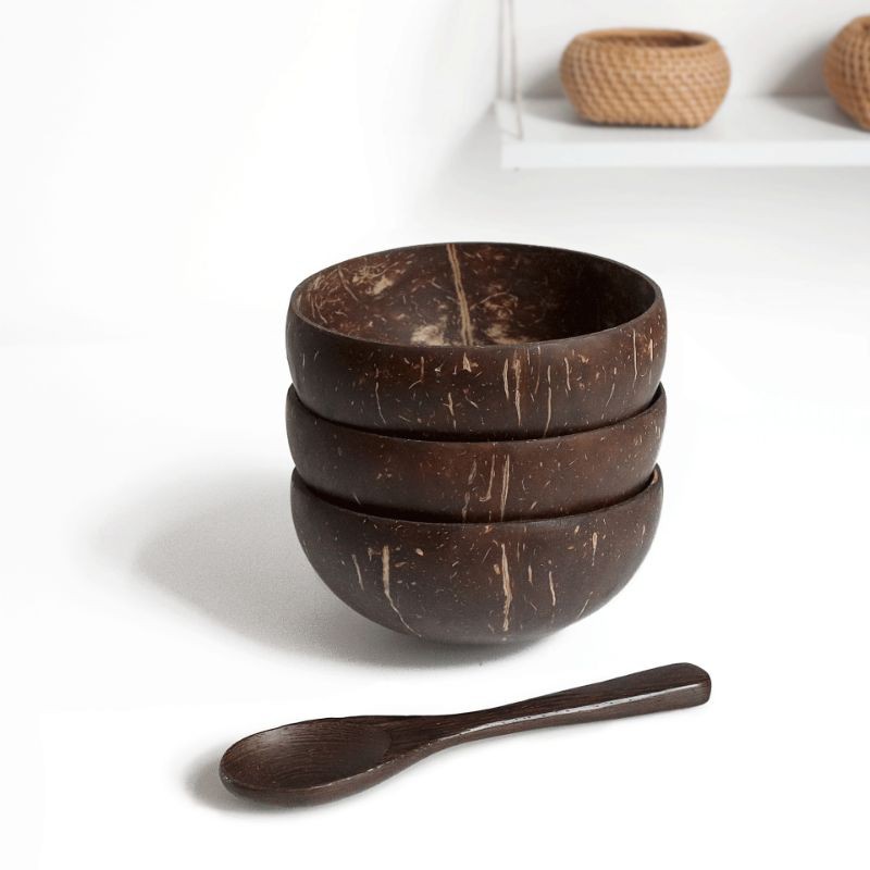 M4007a Natural Vietnamese Coconut Shell Bowl Mangkuk Kelapa Vietnam Asli