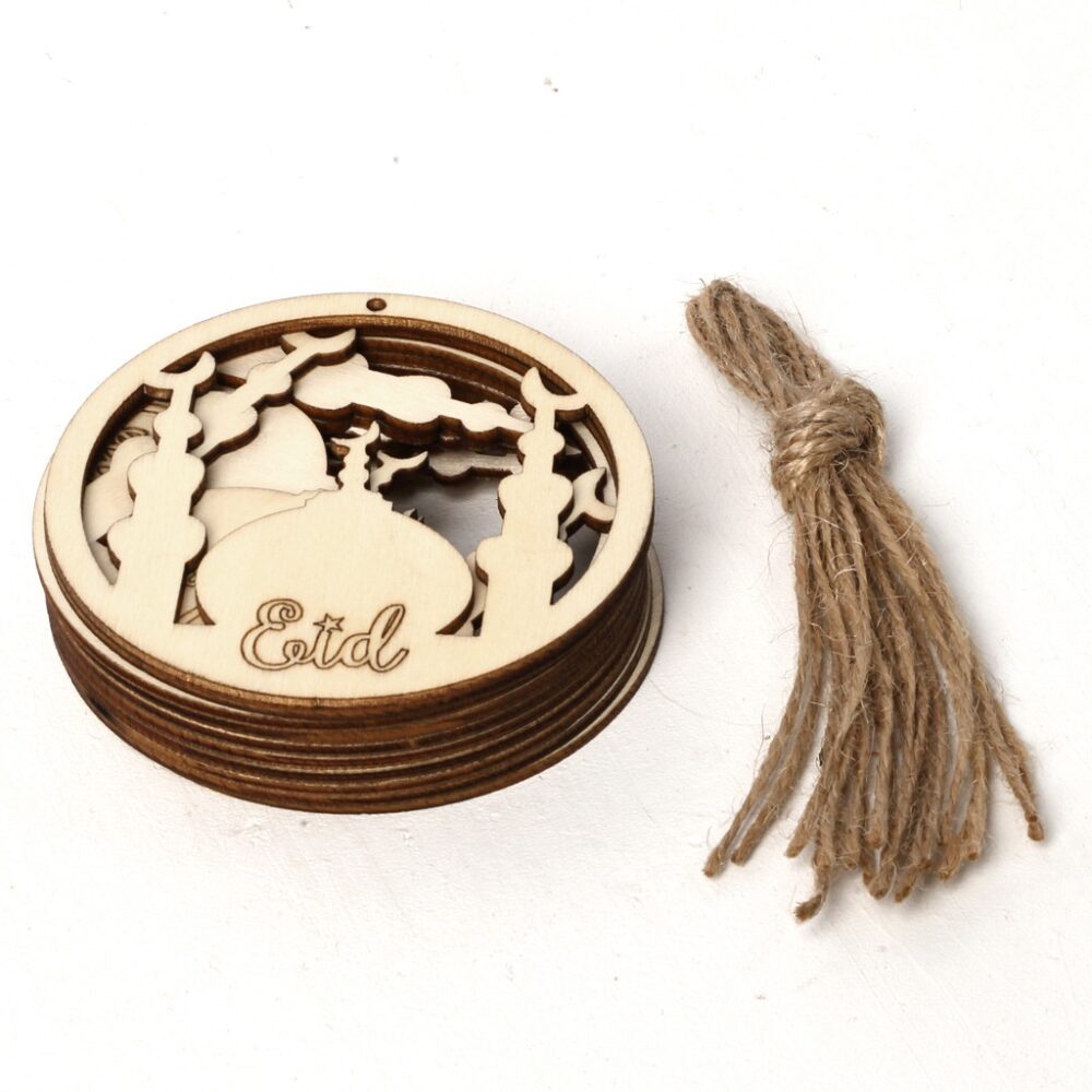 1pcs Wood Eid Mubarak Pendants Ramadan Dropping DIY Eid Mubarak Decoration Hajj Mubarak Party Supplies Moon Eid Al-Fitr - Image 10