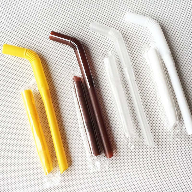 Premium  Transparent 6mm x 190mm Individual Packaged Sharp End Straw Straws