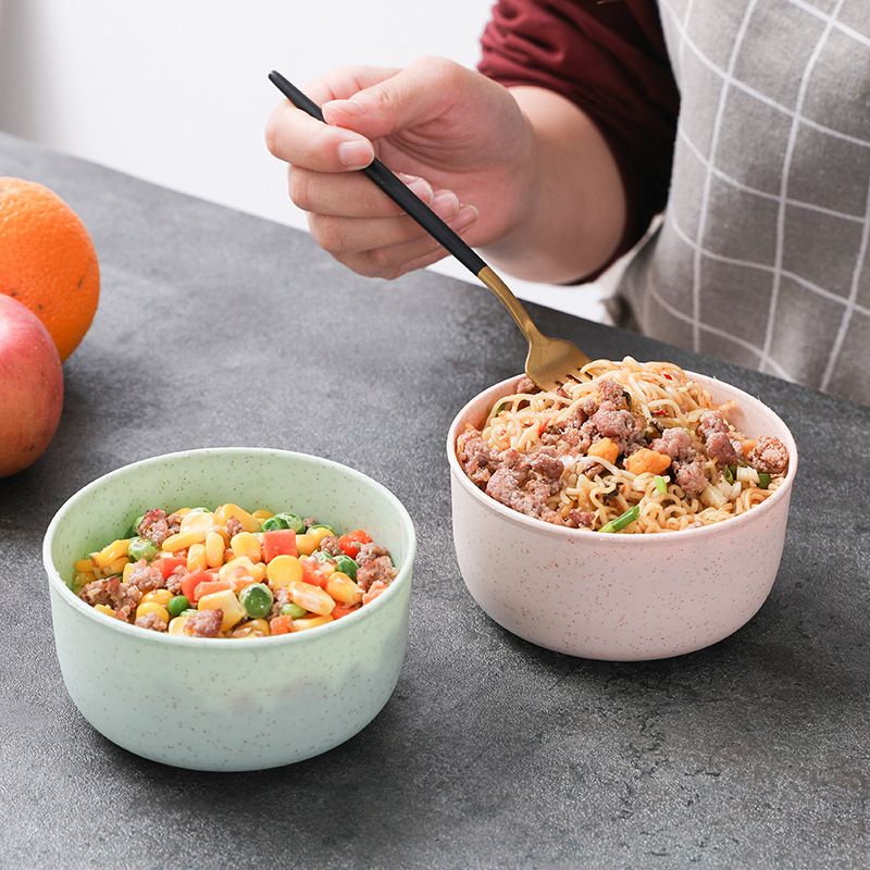 Wheat straw bowl plastic noodle soup rice soup bowl tableware children's bowl tableware I'd bowl
