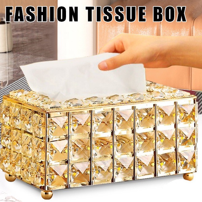 Tissue Box Paper Towel Crystal Storage Box Living Room Tissuer Napkin Dispenser Bedroom