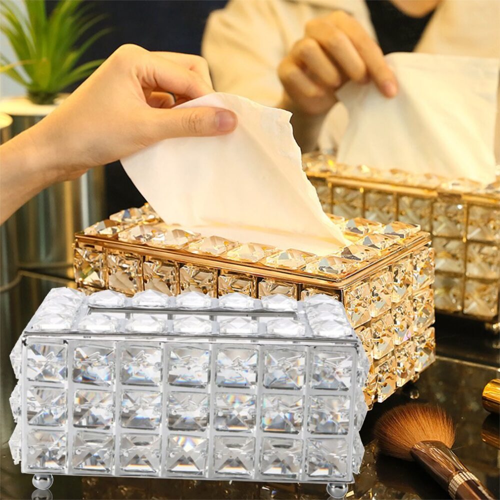 Tissue Box Paper Towel Crystal Storage Box Living Room Tissuer Napkin Dispenser Bedroom - Image 2