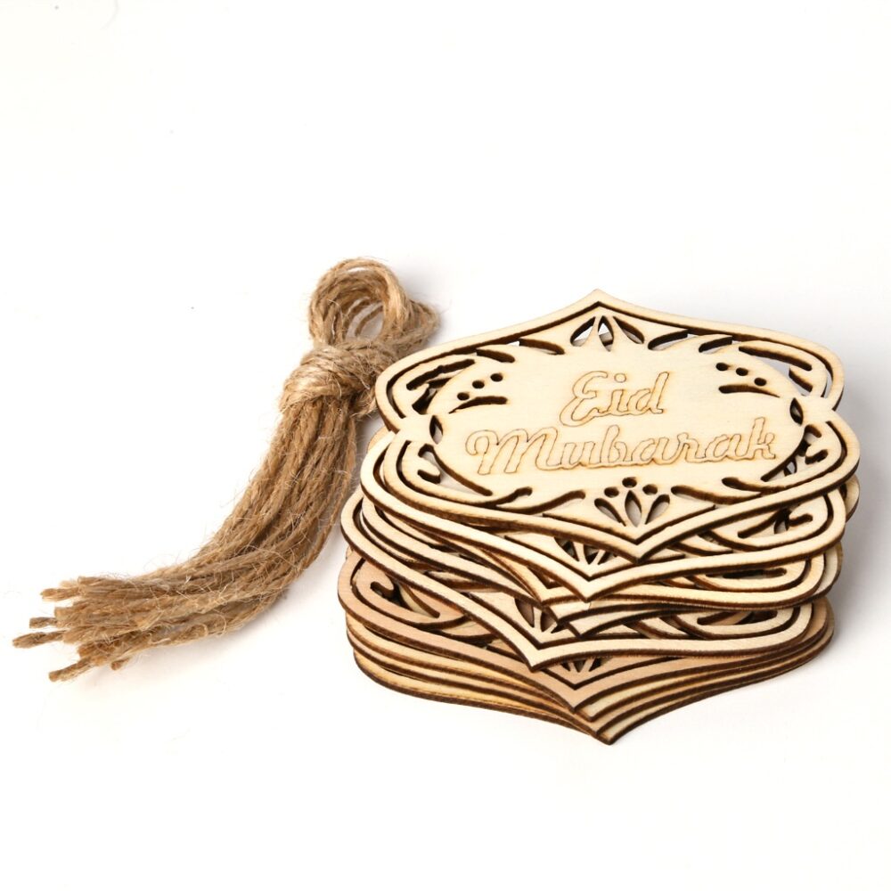 1pcs Wood Eid Mubarak Pendants Ramadan Dropping DIY Eid Mubarak Decoration Hajj Mubarak Party Supplies Moon Eid Al-Fitr - Image 12