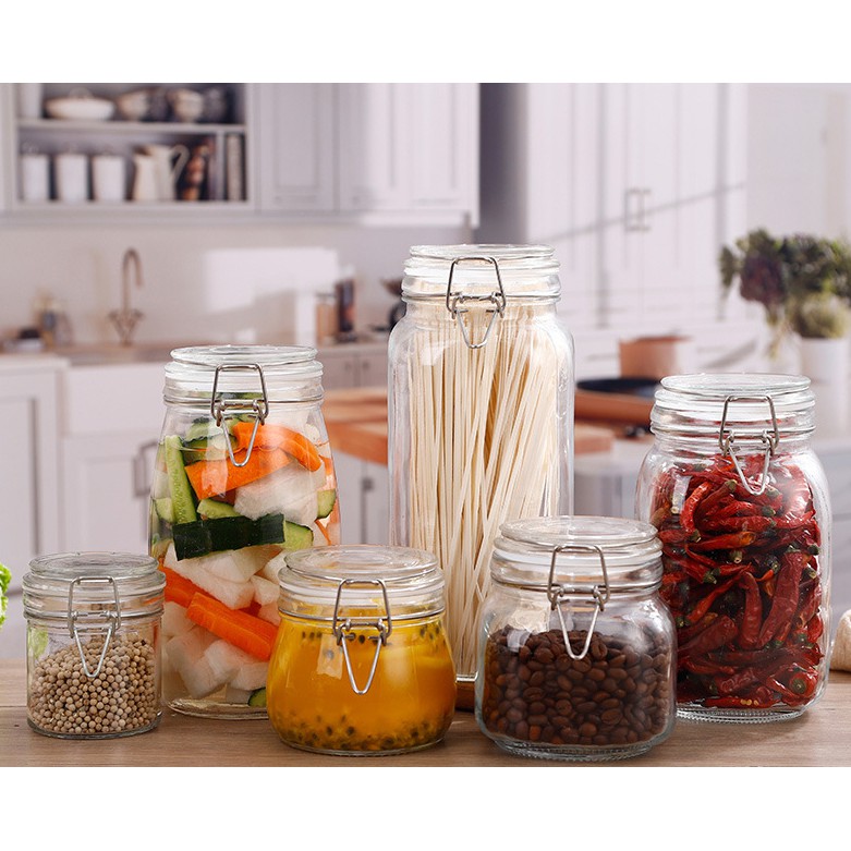 storage jars, sealed transparent glass jars, kitchen miscellaneous grains cans, snacks, candy jars