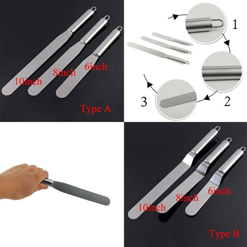 W2A6 6/8/10 Inches Smoother Bake Butter Spatula Pastry Cake Cutter Stainless Steel