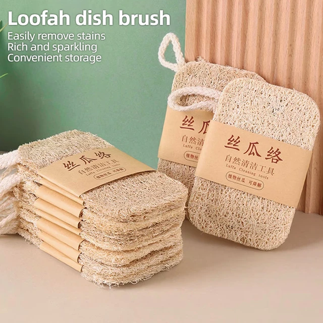 Loofah Dishwashing Brush Loofah Flesh Natural Pot Dish Brush Kitchen Durable Nonstick Sponge Cleaning Brush