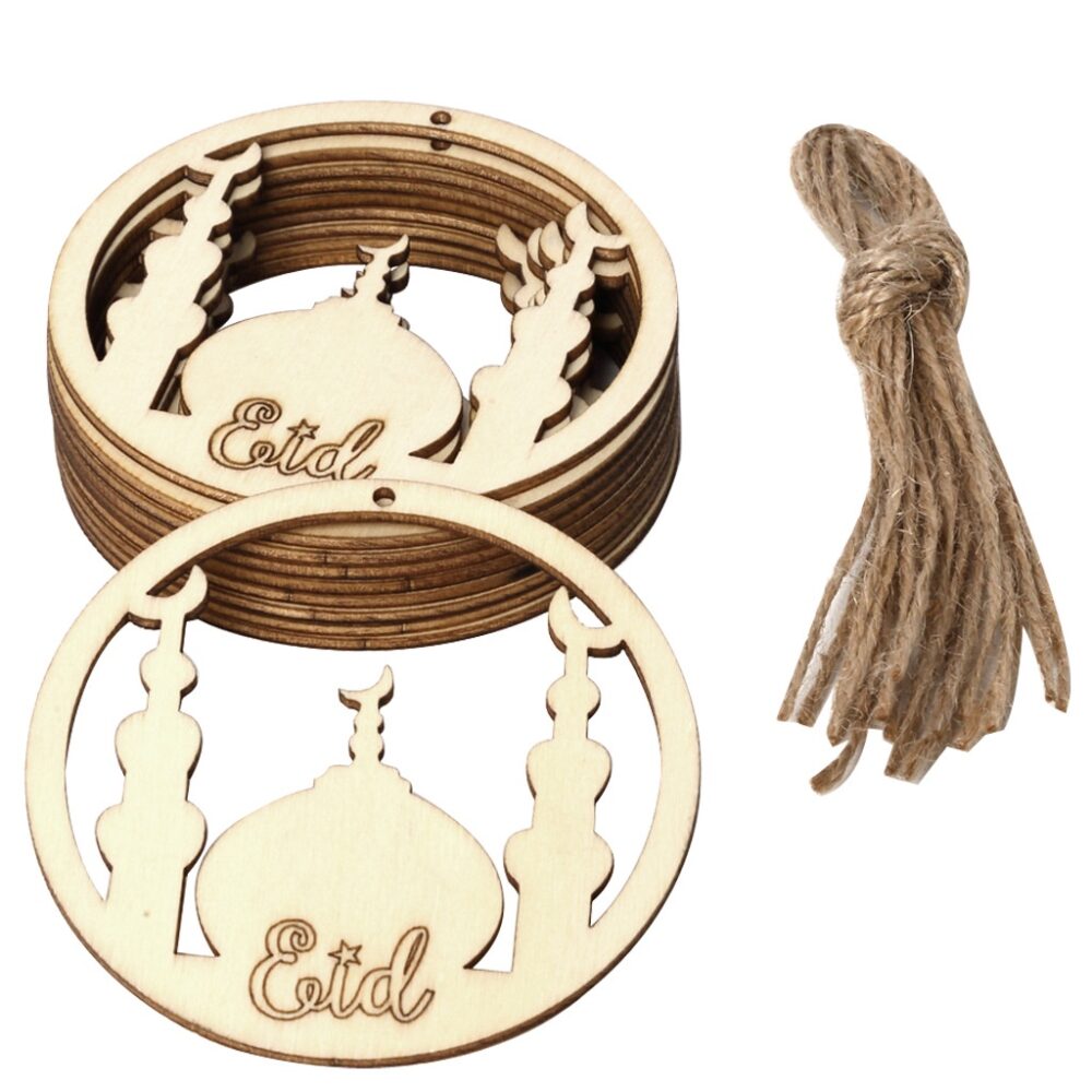 1pcs Wood Eid Mubarak Pendants Ramadan Dropping DIY Eid Mubarak Decoration Hajj Mubarak Party Supplies Moon Eid Al-Fitr - Image 4