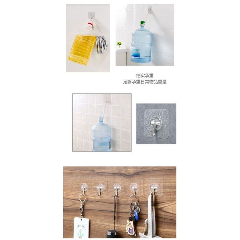 H1008 Transparent Wall Hanger Rack Anti-skid Hooks Adhesive Hook Kitchen Bathroom Kitchen Home & Living Tools[]