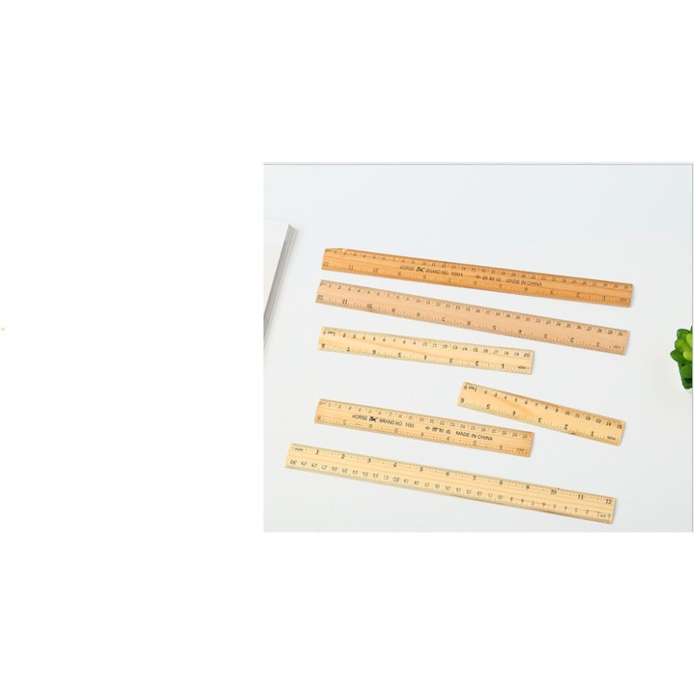 wooden wooden ruler 15cm single-sided double scale ruler student learning stationery ruler - Image 3