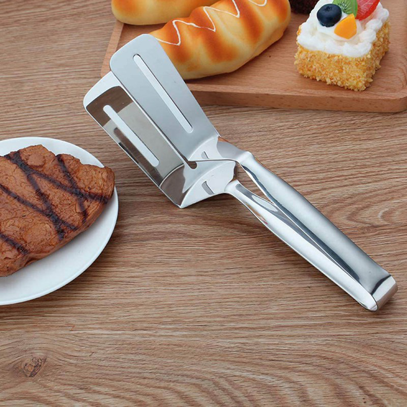 Cutadorns Premium Stainless Steel Gripper Bread Clip/Fried Steak Clamp/Barbecue Tongs/Beef Steak Turner Flipper
