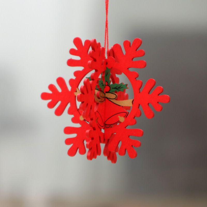 Christmas decoration wooden Christmas laser hollow Christmas tree small pendant wooden five-pointed star bell pendant