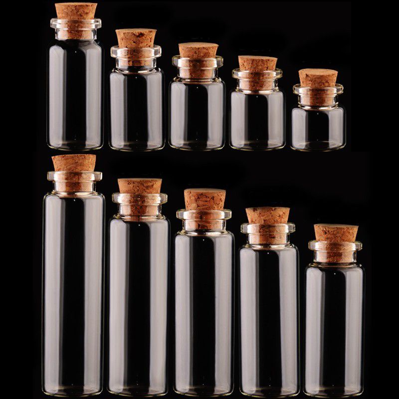 1PC Small Glass Jars Mason Jar Message Vials Cheap Cork Stopper Bottle DIY Mini