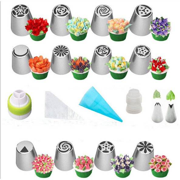 W2A5 7pcs RUSSIAN cake piping nozzle Stainless Steel Cake Nozzles Russian Pastry Tip Icing Piping Nozzle Decor Tools