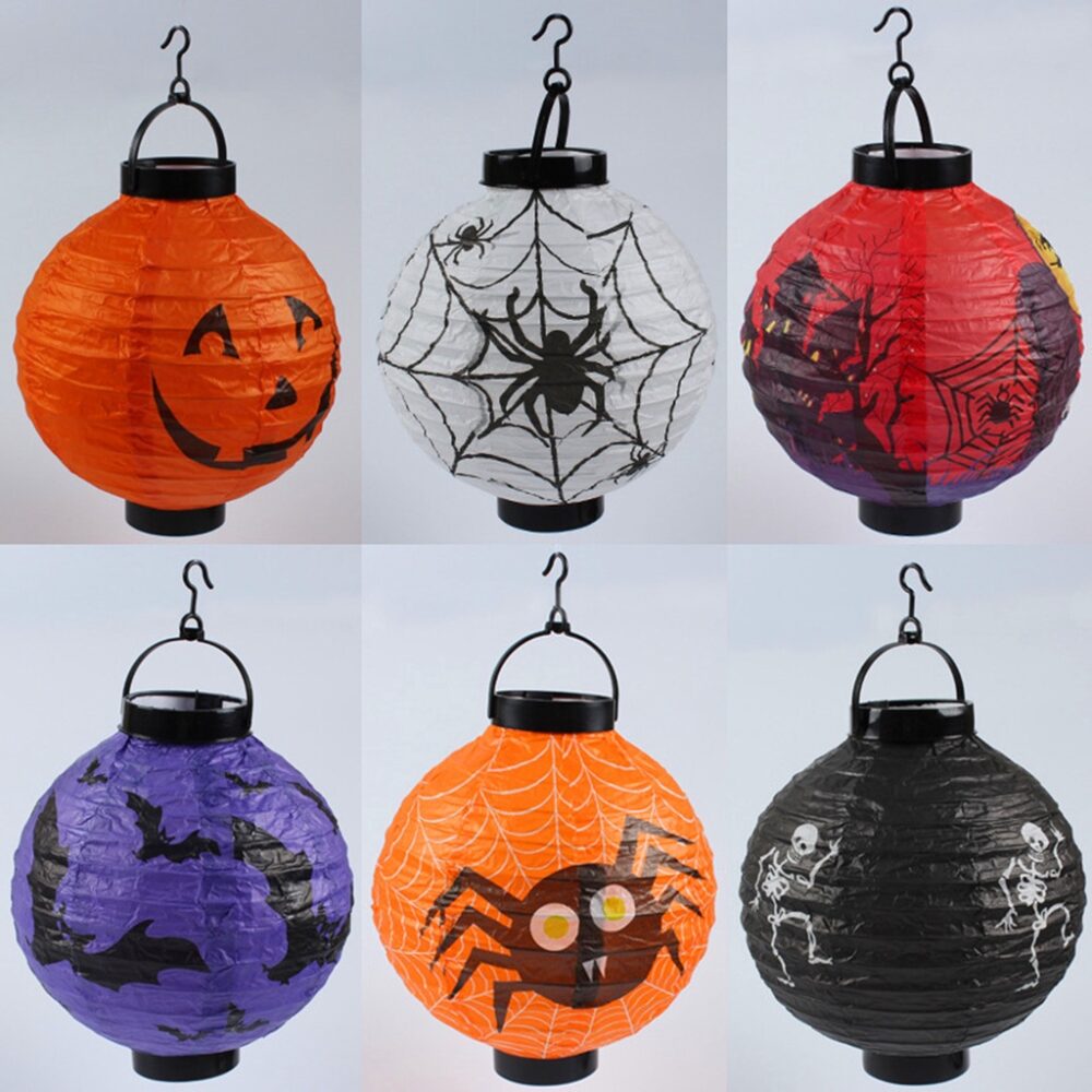Halloween Pumpkin Paper Lantern Haunted House Site Arrangement Props Portable Lantern Hanging Luminous