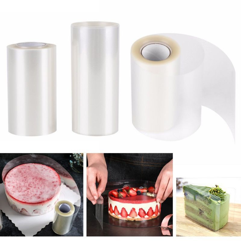 M7016 50M Clear Mousse Dessert Surrounding Edge Wrap Tape Cake Collar Sekitar kek Plastic Band cake surround card