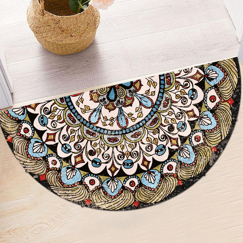Bohemia semi-circle door mat bathroom absorbent carpet national wind door mat entry door mat mat