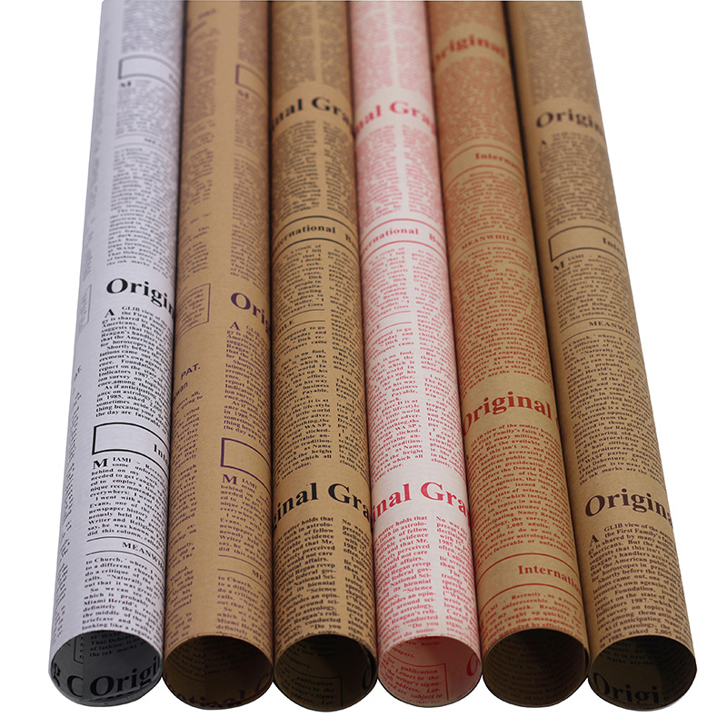 1pcs Flower Party Thickened Kraft Paper English Newspaper Flower Shop Packaging Material Gift Wrapping Paper Flower Shop