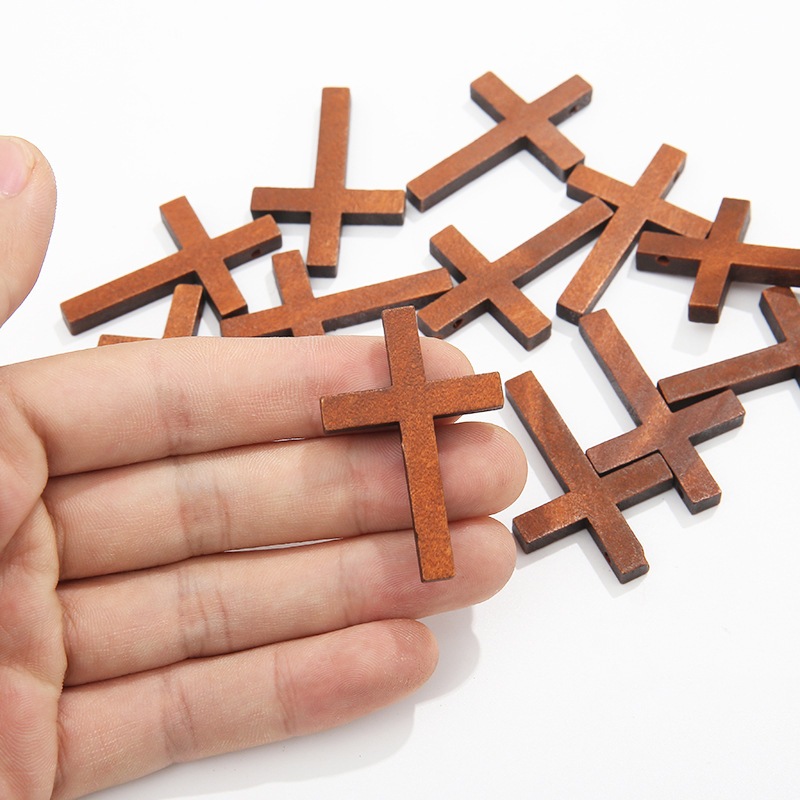 4*3cm wooden cross solid wood pendant crafts wooden cross DIY jewelry project