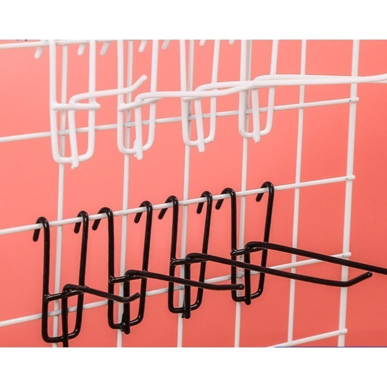 Black and White Rack Hooks Mesh Hooks for Jewelry Display Supermarket Mesh Hooks for Shelves Black and White Metal Hooks