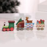Christmas desktop decoration creative wooden four-section small train wood products DIY assembly small gifts