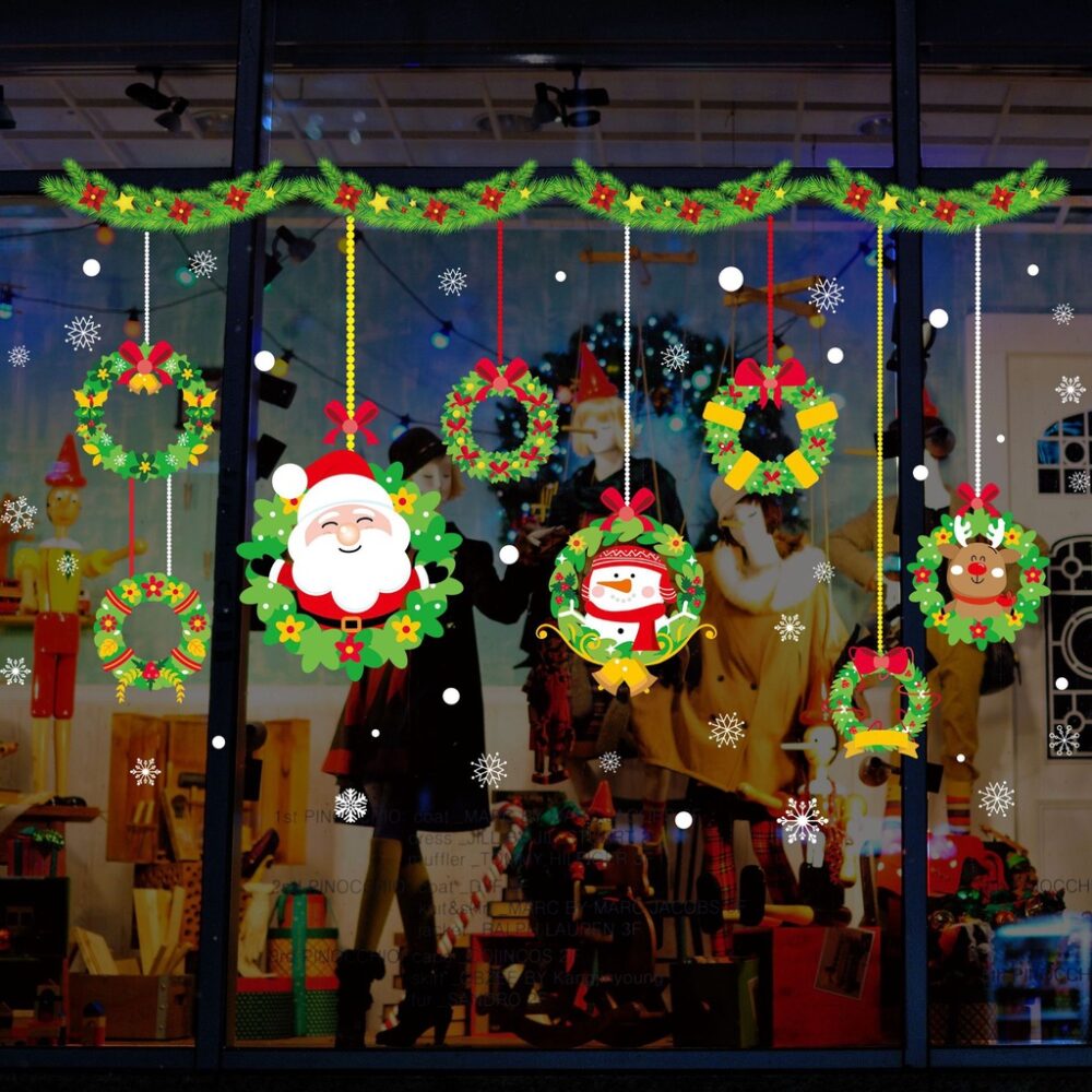 New Christmas and New Year wall stickers 9 multi-choice cartoon hanging ball Christmas decoration glass window sticker - Image 9