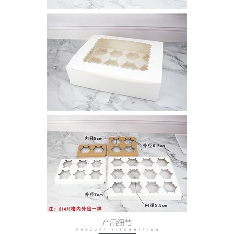 2/3/4/6/12 Holes Cavity Cupcake Muffin Box Egg Tart Kotak Kuih Plain Cup Cake / Flexi Cavity Food Storage