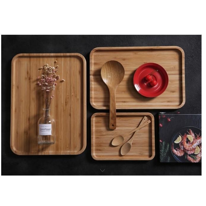 M4009 Bamboo Wood Serving Tray Tea Fruit Food Server Dish Platter Wooden Dessert Plate Nature Appetizer Sushi Japanese