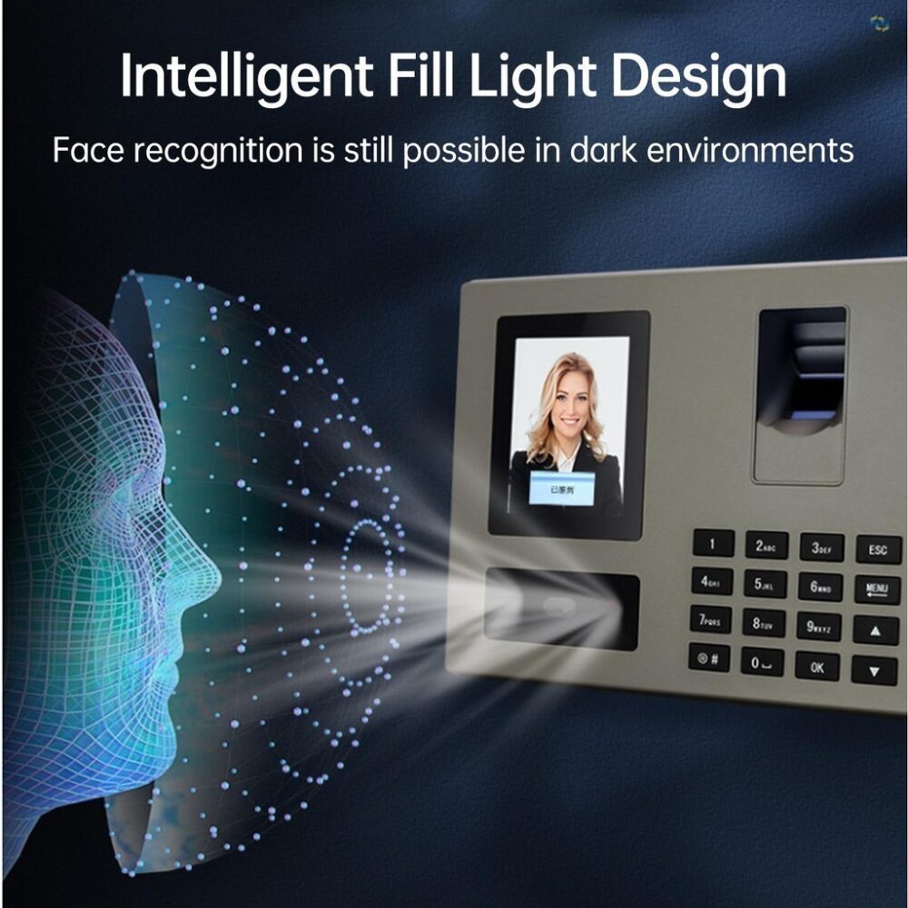 Intelligent Face Biometric Fingerprint Password Employee Attendance Machine Checking-in Recorder 2.8 inch TFT Screen