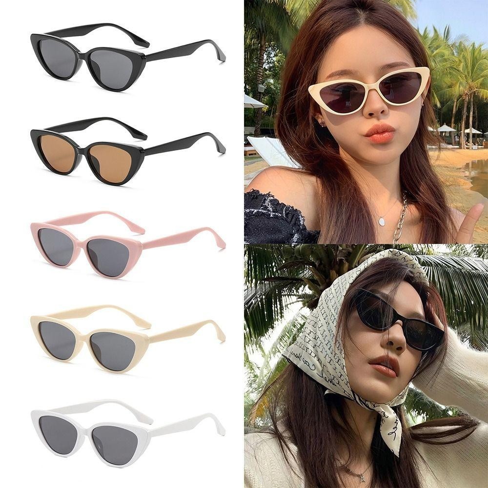Sun Protection Sun Glasses, UV400 Small Frame Cat Eye Shape Sunglasses, Trendy Colorful 90s Glasses for Women
