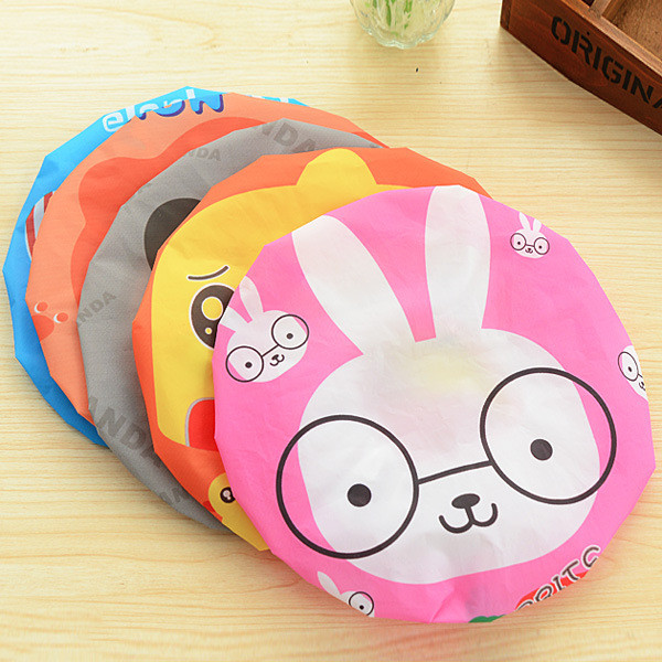 Cute cartoon adult lady shower cap Japanese style thickened shampoo bath cap anti-oil fume hat