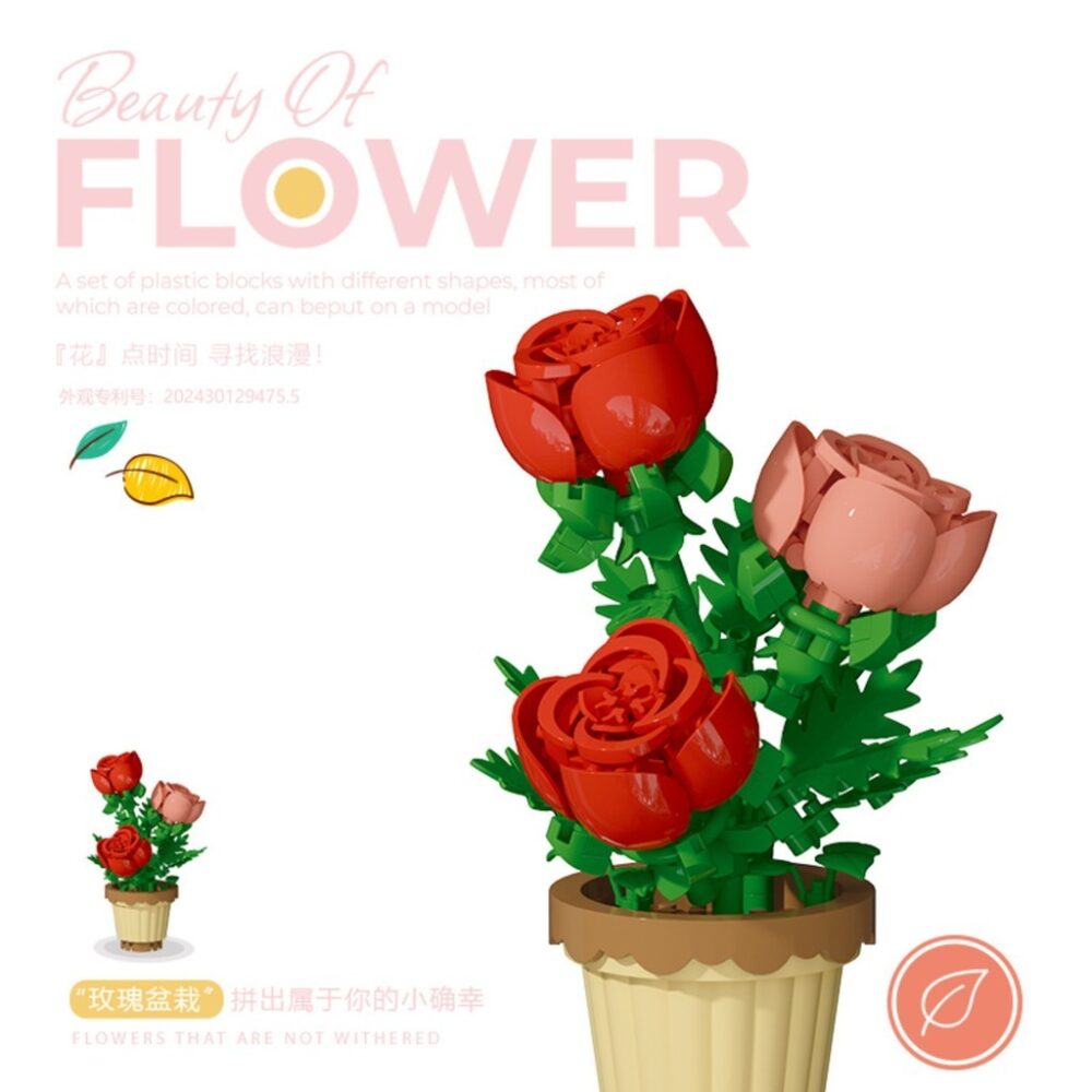Building Blocks Preserved  Flowers Potted Building Blocks Roses Sunflowers Building Blocks Model Decorations Girls Toys - Image 14