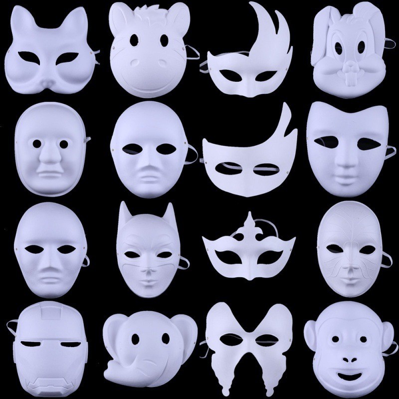 1 prom white hand-painted mask DIY pulp mask male and female animal mask Beijing opera mask   1