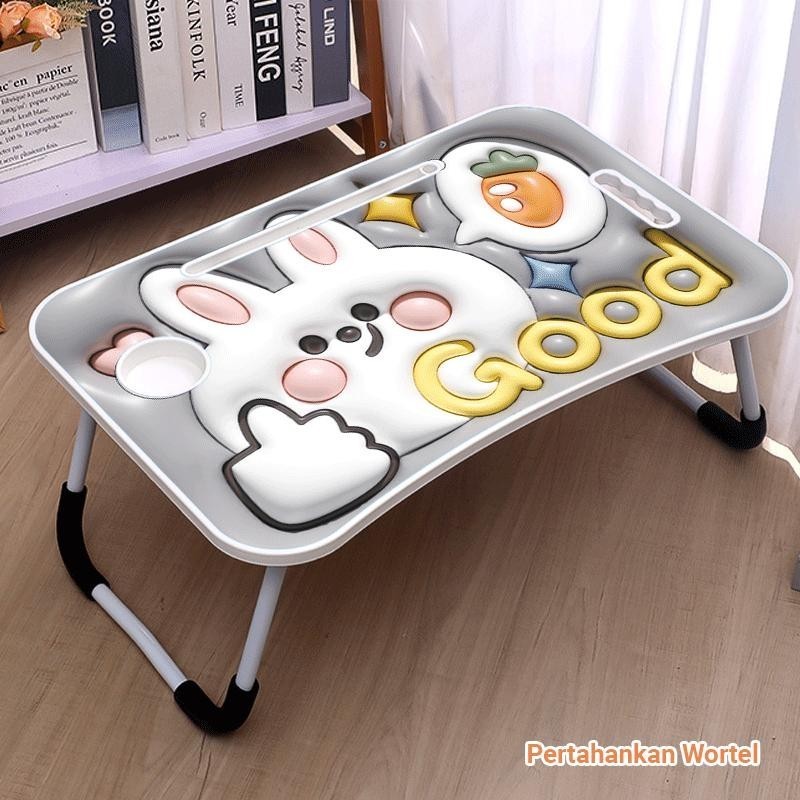 3D Cartoon Folding Table Folding Children's Study Table with Cellphone Slot and Glass