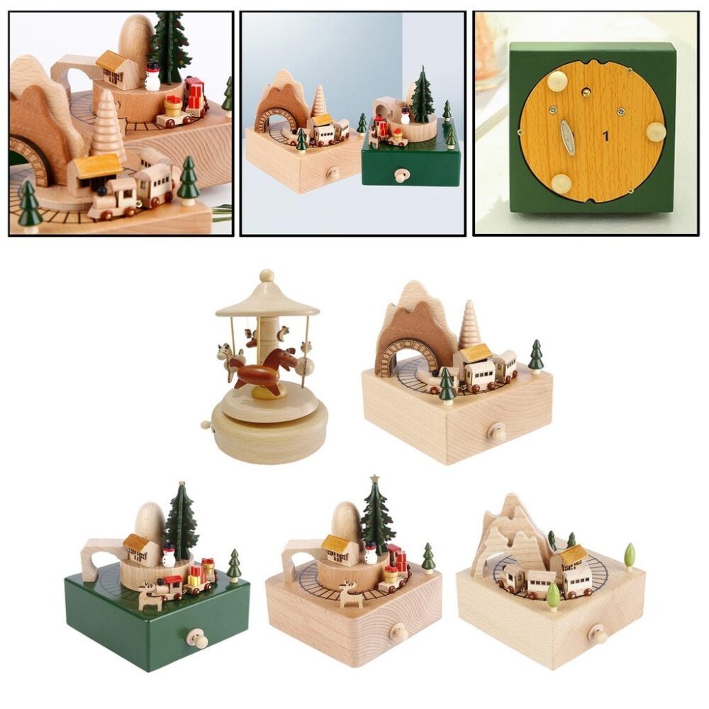 Wind up Musical Boxes Play Melody Desktop Ornament Christmas Collectible Home Decor Holiday - Image 3