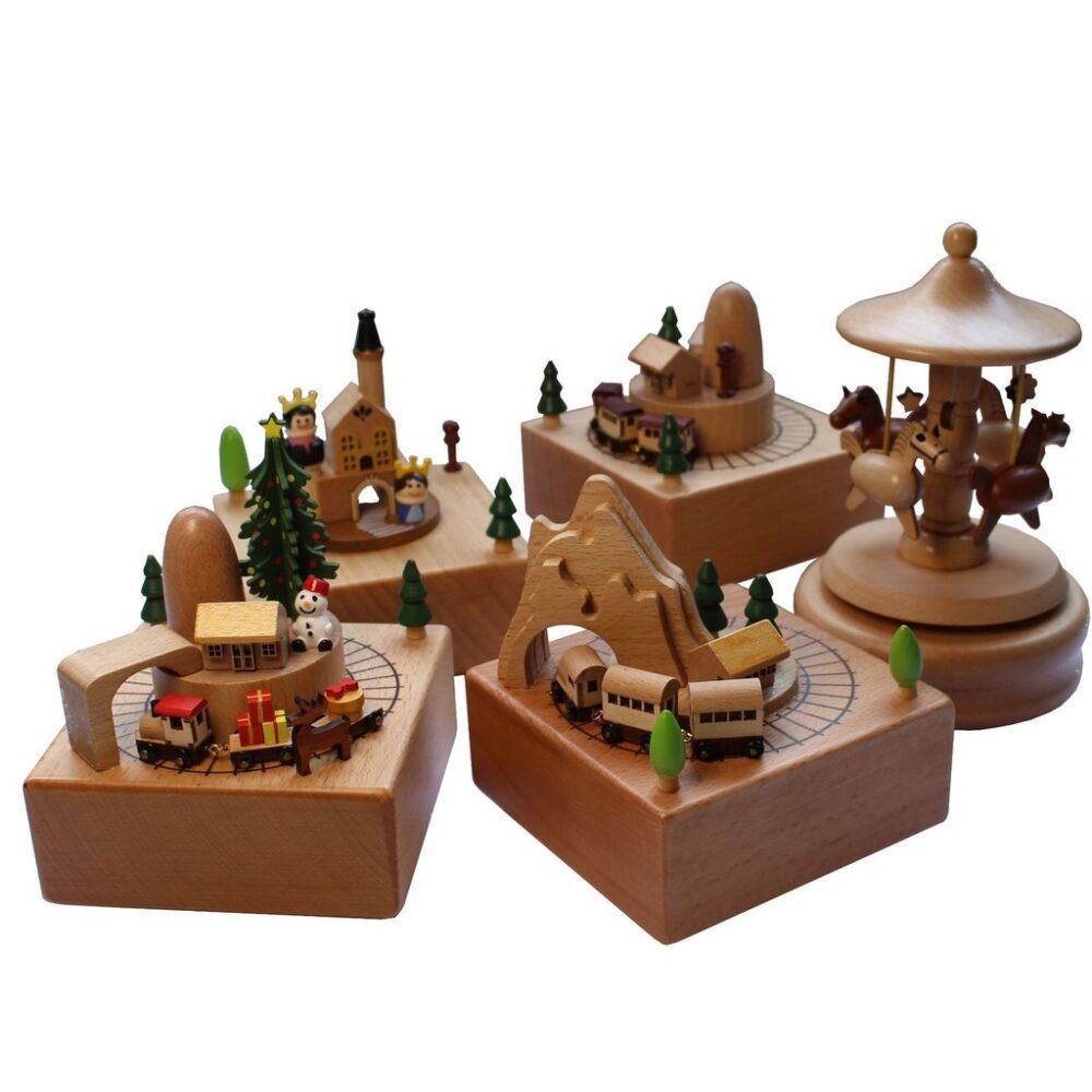 Wind up Musical Boxes Play Melody Desktop Ornament Christmas Collectible Home Decor Holiday