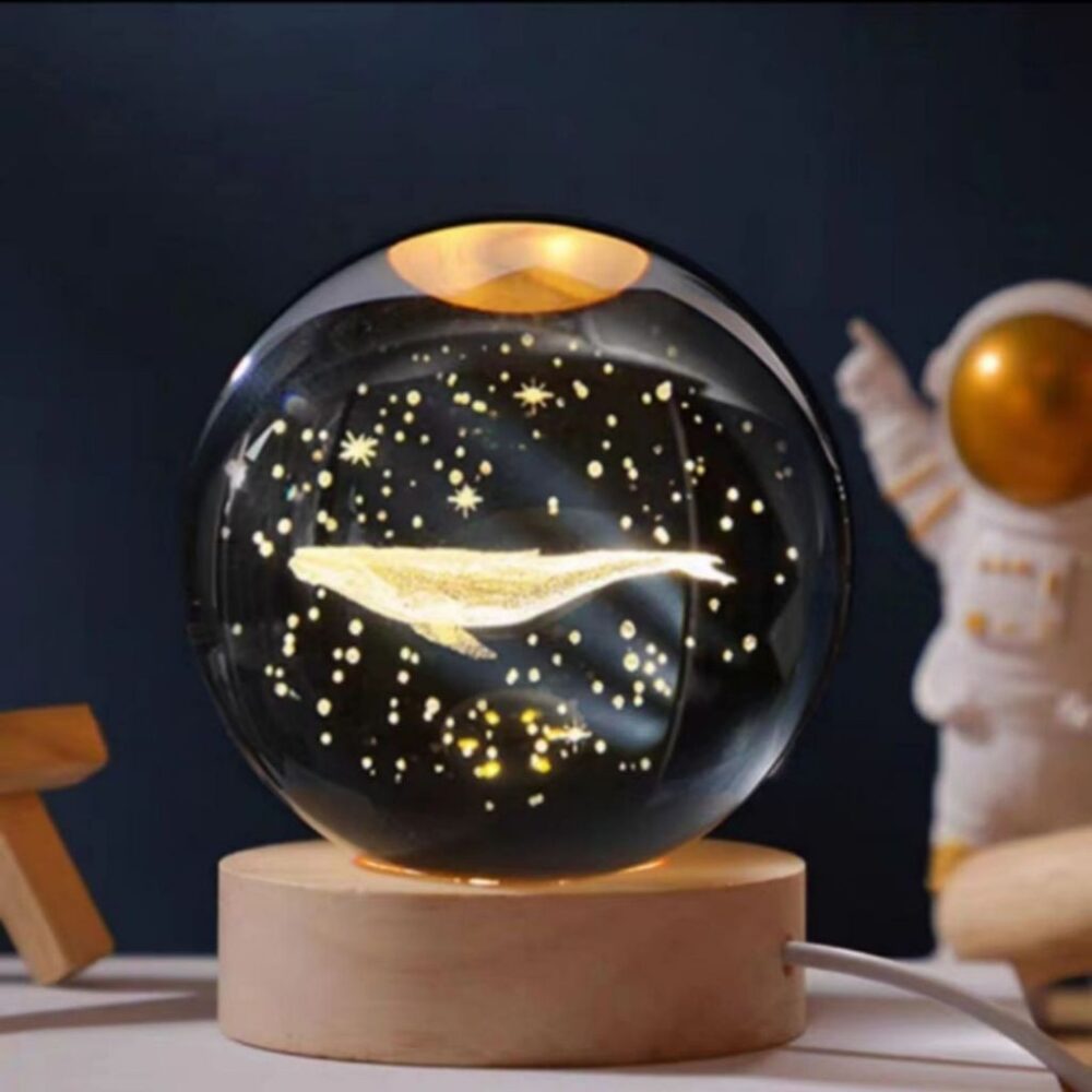 LED Crystal Ball Light Glass USB Night Light Creative Luminous Crystal Ball 3D Glowing Galaxy Astronaut Ball Night Light - Image 3
