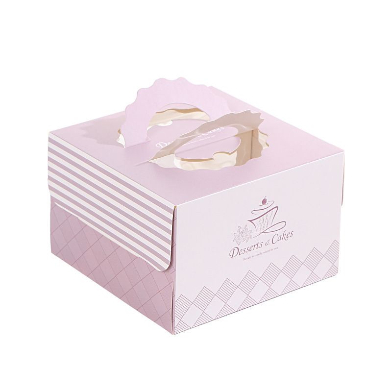 4/6/8 inch cake box cartoon thick open window portable birthday cake box hot baking packaging box cake