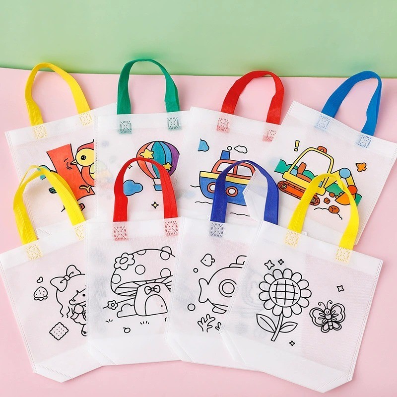 DIY recycle color Bag Colouring Bag Drawing Bag Goodies Bag Painting Toy Colouring Toy for Kids Mainan Lukis Murah