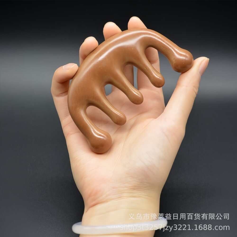 1PC Wooden head meridian comb for treating and preventing hair loss Round head five finger comb Round comb Massage comb - Image 11
