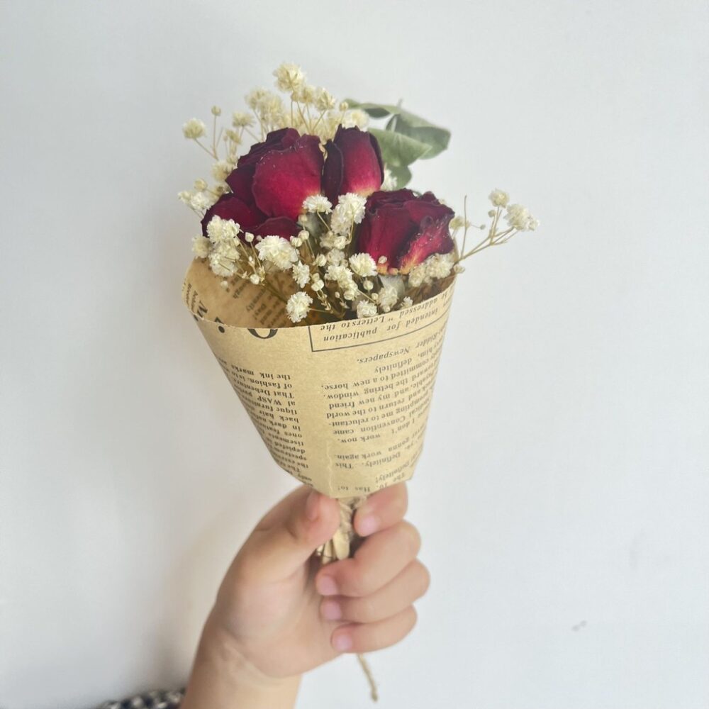 vintage 15cm mini baby flower bouquet, small dried flower bouquet to decorate kraft gift box - Image 2