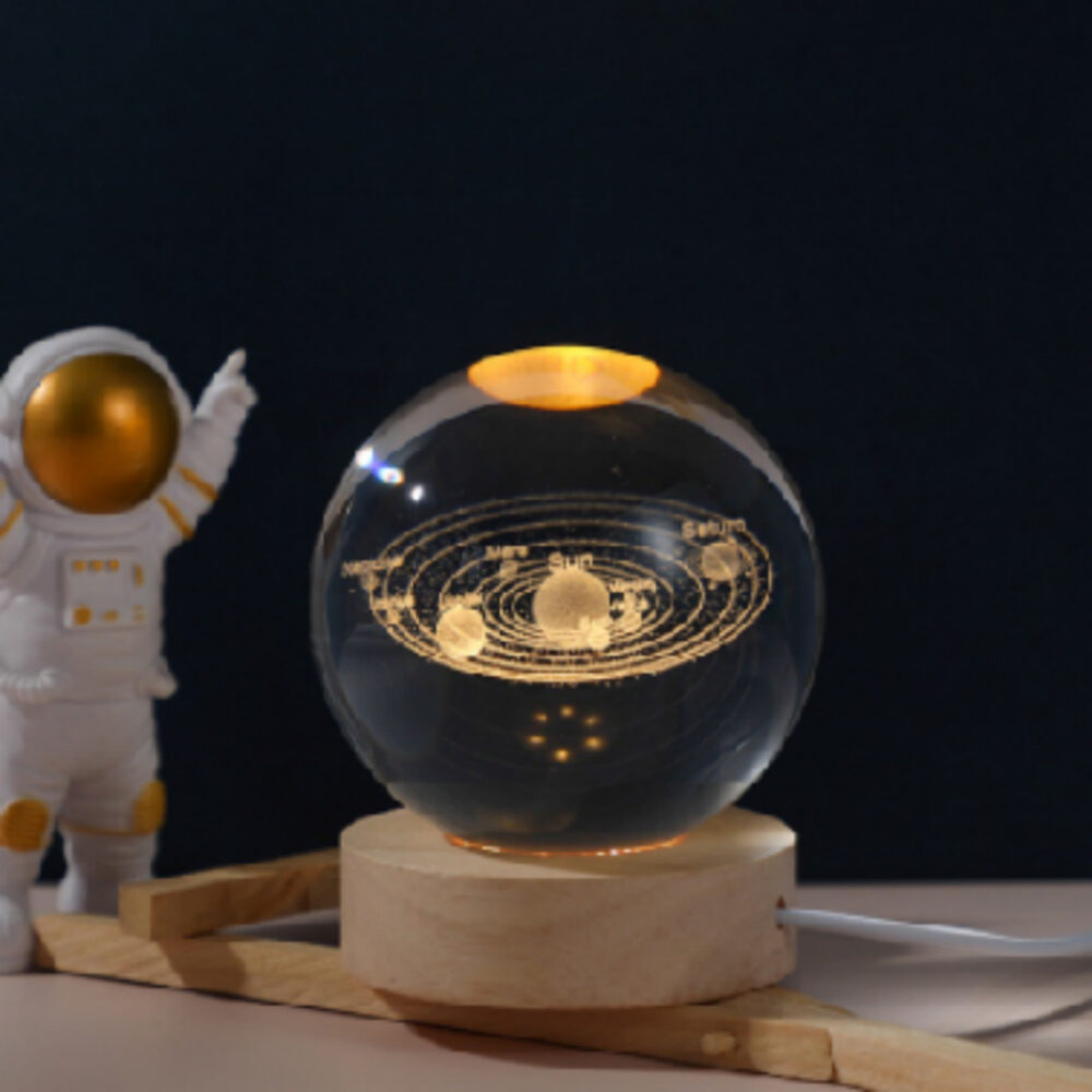 LED Crystal Ball Light Glass USB Night Light Creative Luminous Crystal Ball 3D Glowing Galaxy Astronaut Ball Night Light - Image 8